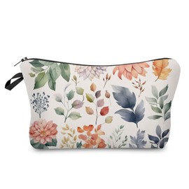 Livel lhood Floral Leaves Makeup Bag Cute Small Organizer Zipper Pouch Floral Leaves Cosmetic Bag Birthday Present for Women Friends -1