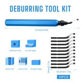 BOXOB Deburring Tool, Easy to Replace Aluminum Alloy Deburring Tool 3D Printing with 10pcs High Speed Steel Blades for Wood Copper PVC Pipe Steel