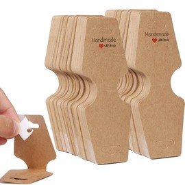 OIGWBPH Pack of 100 Bracelets Display Cards, Necklaces Display Cards, Key Chains, Earrings, Display Cards, Kraft Paper Display Cards for Hair Clips, Jewellery (Brown)