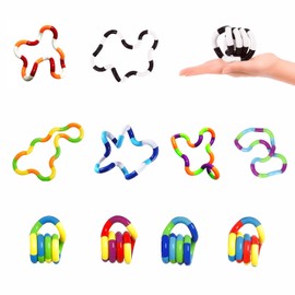 Bambebe 10 Pack Tangle Fidget Toys– Silent Sensory Fidget Toy for Kids and Adults, Removable & Reusable Stress Relief Toys for Anxiety, ADHD, and Focus
