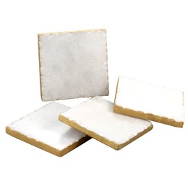 Thirstystone Square White Marble/Gold Edged Coasters (Set of 4), Multicolor