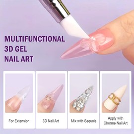 IFFANSHU Solid Builder Gel for Nails, 60g Clear 3D Sculpting Gel Nail Art Non-Stick Hand Nail Extension Gels for Carving Patterns 5D Emboss Hard Gels