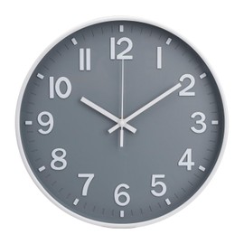 bakbrand Wall Clock 12 Inch Grey Modern Simple Quartz Decorative Clock Non-Ticking Silent Battery Operated Round Wall Clocks for Living Room Bedroom Kitchen Office Classroom