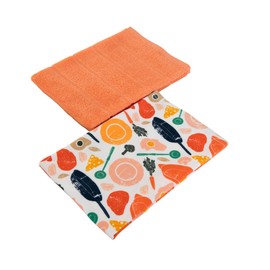 Maisonette Pan-Design Kitchen Towels (40 x 60 cm, Pack of 2) - 100% Cotton Dish Cloths & Tea Towels - Digitally Printed & Colourful Towels