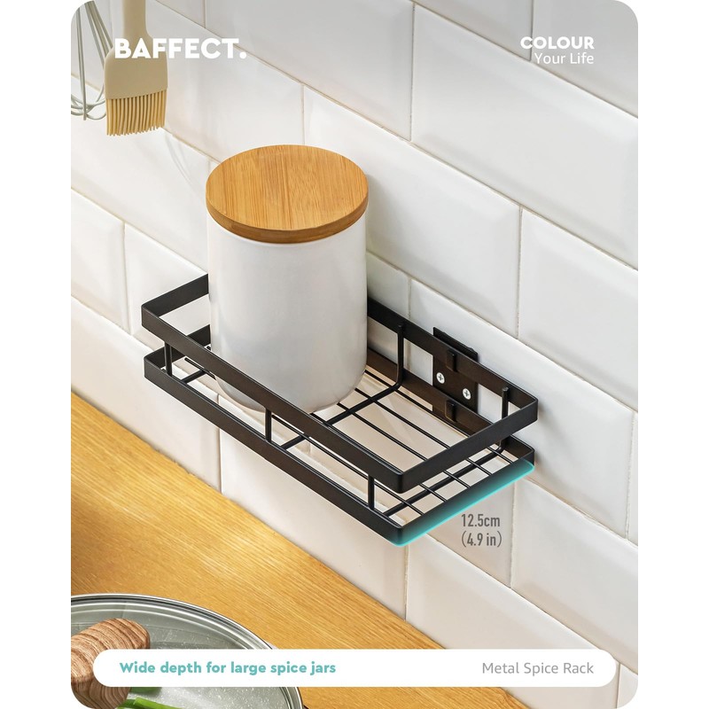Baffect Metal Spice Rack Wall Mount Floating Shelves 2 Pack