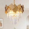 Gold Crystal Chandeliers 16” Modern Small Ceiling Pendant Light Fixture