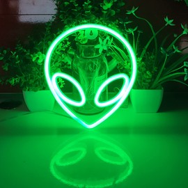 JYWJ JYWJ Alien Neon Light,USB or 3-AA Battery Powered Neon Signs,LED Desktop Wall Decoration,Various Parties,Decoration Of Business Premises(Green)