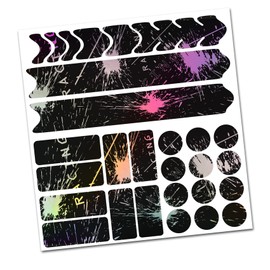 AlphaShield Bicycle Frame Protector, Chain Stays Protection Film Sticker, Frame Protection Carbon, MTB, BMX Paint Protection Film, R159 R161 (10 Racing Hologram)