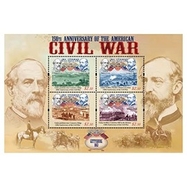 2011 150th Anniversary of The American Civil War, Collectible Sheet of 4 Stamps, Mint Never Hinged, Saint Kitts