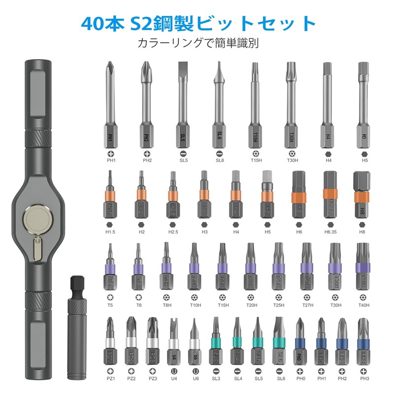 Professional 42-piece Set, Ratchet Screwdriver, S2 Steel Bit, Lightweight Aluminum