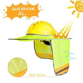 TWSafety Hard Hat Sun Shade Shield Hardhat Visor - Mesh Neck Shade Full Brim Hard Hats Accessories Neck Protection