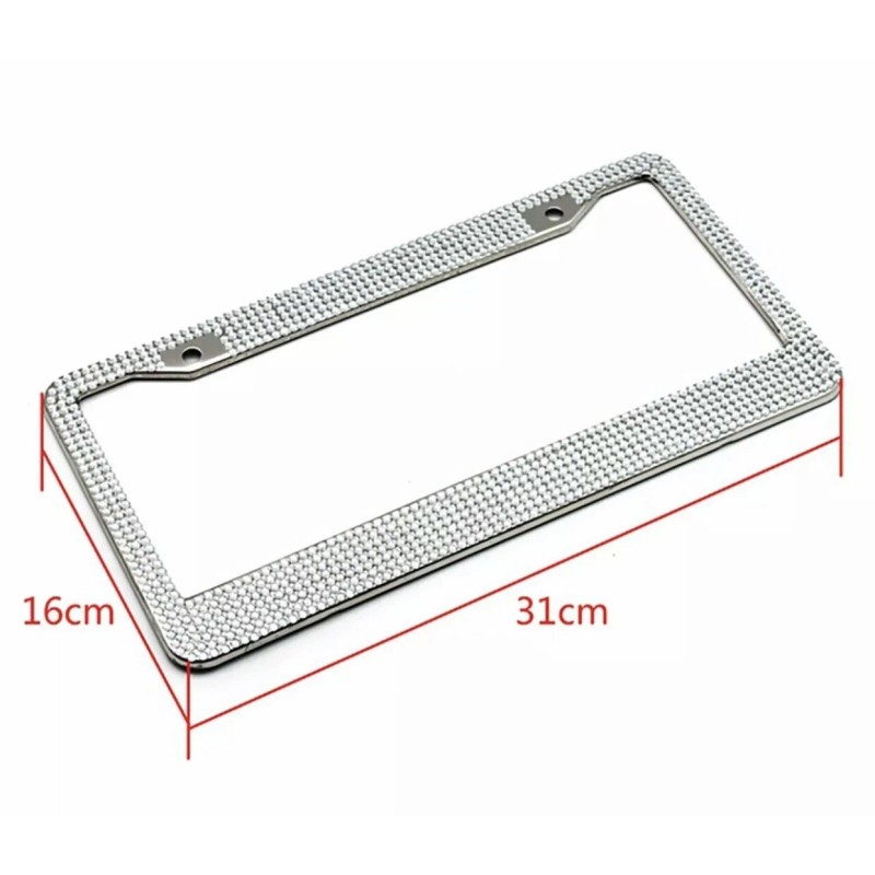 Carbole 2PACK Bling Metal License Plate Frame Tag Sparkling Glitter