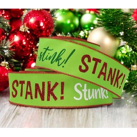 Lime Green Stink Stank Stunk Wired Edge Ribbon, 2 1/2" x 10 Yards, Gift Wrapping, Green Monster Theme Ribbon