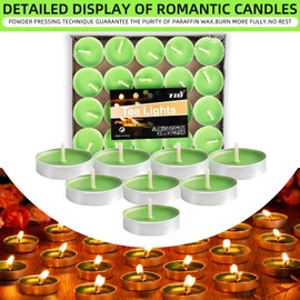Dyrfolm 100 Pack Tea Lights Candles,Smokeless Candles,Unscented Tea Lights Candles,Dripless & Long Lasting Mini Tealight Candles,Small Candles,Tea Candles for Home Weddings Party Decoration (Green)