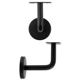 QWORK® Pack of 5 Stainless Steel Handrail Brackets Black 60 x 80 mm Flat