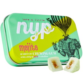 NYP Sugar Free Mojito Lime Chewing Gum, Aspartame Free Mojito Cocktail Flavour Filled Rum Gum Tin, Vegan, 21 Pieces