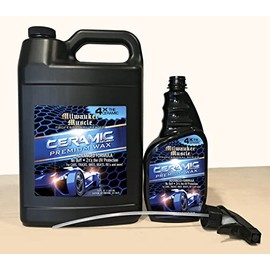 Milwaukee Muscle Ceramic Car Wax Gallon (128 Fl Oz) - 4X The Ceramic Coating - Advanced Hydrophobic Wax for Shine and Protection - Detail Car Wax Gallon - Includes Free Empty Spray Bottle