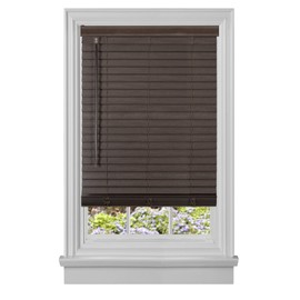 Ergode Cordless GII Madera Falsa 2" Faux Wood Plantation Blind - Stylish & Functional Window Solution with Deluxe Valance, Cordless Bottom Rail, and Tilt Wand - 27x64 - Mahogany