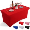 Rainberg Spandex Table Cover, Black Tablecloth 6FT, Washable and Wrinkle