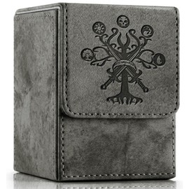 PROMAXIBINDER MTG Card Deck Box, Commander Deck Box Fits 100+ Single Sleeved Cards, Storage for TCG/MTG Crads, PU Leather Strong Magenet (Darkgrey, Tree)