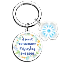Lelekdo Best Friend Keychain Gifts for Women Appreciation Gift for Besties BFF Female Teen Girl Christmas Birthday Gift for Women Friendship A Sweet Friendship Refreshes The Soul Keychain