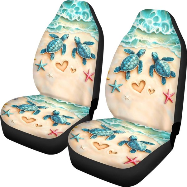 Talayituse Beach Turtle Starfish Heart Print Car Seat Covers Full