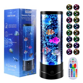 XXMANX Fake Fish Tank Aquarium Lamp,Remote 17 Colors Artificial Fish Tank Decorations,Fake Aquarium Lamp, Sensory Toys Kids Night Lights,Relax Gifts for Kids and Adults