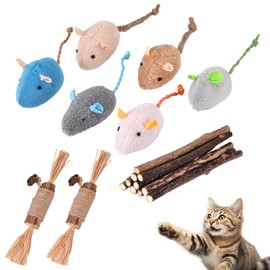 GaiusiKaisa Catnip Toy, 18-Piece Cat Toy Set, Matatabi Chewing Sticks Chew Sticks, Interactive Cat Toy with Catnip Mouse for Cats and Kittens