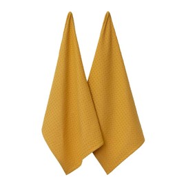 J.Elliot Waffle Tea Towels 2 Pack, 70 cm Length x 50 cm Width, Mustard