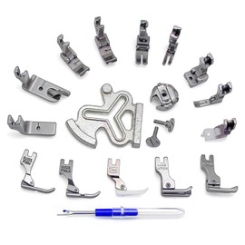 FQTANJU 19PCS Industrial Sewing Machine Presser Foot Set Bobbin Case Seam Rippers and Seam Guide with Screws fit for JUKI DDL-5550 DDL-5600 DDL-8300 DDL-8500 Singer 188K 191D 195K 196K