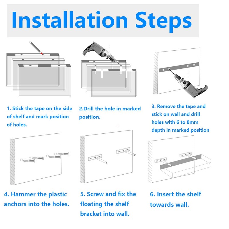 Rannb Floating Shelf Brackets 5" Length Heavy Duty Blind Shelf