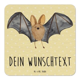 Mr. & Mrs. Panda Personalisierter Bierdeckel Fledermaus Flügel 25er Set - Personalisierte Geschenke, Bierdeckel personalisiert, Tiermotive,