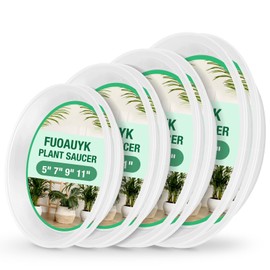 FUOAUYK 8 Pack 5 7 9 11 Inch Clear Plastic Plant Saucers for Indoors, Durable Plant Trays for Pots and Plant Water Catcher Tray with No Holes, Reusable Plastic Trays for Plants (5 7 9 11''-8Pack)