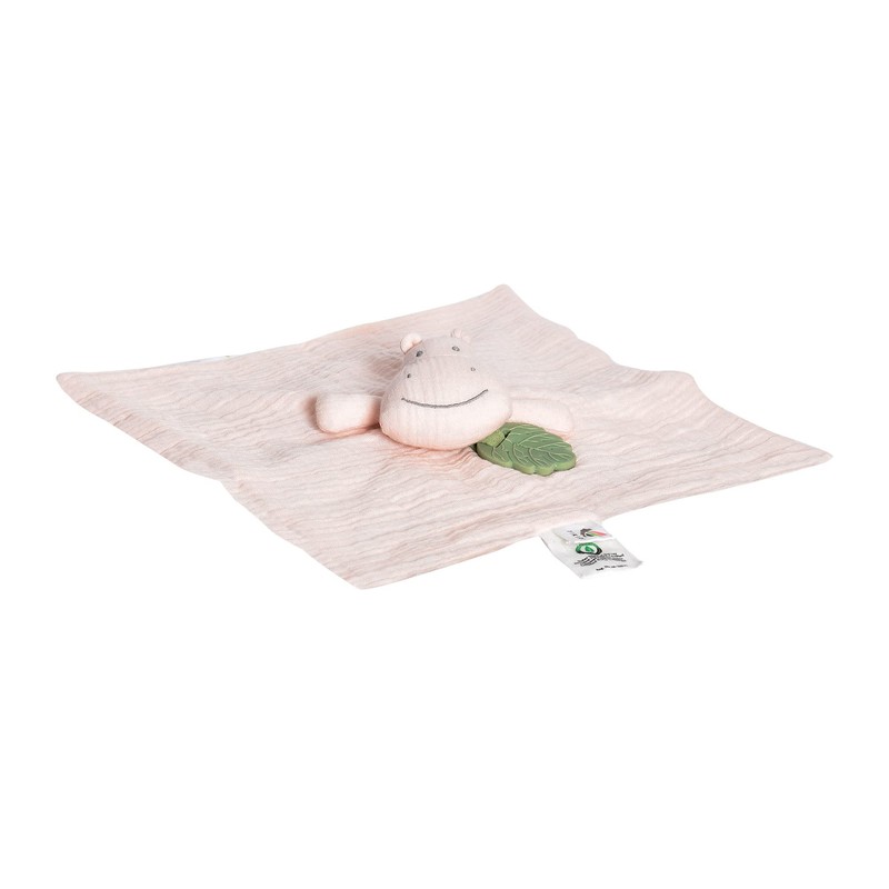 Tikiri 8598306 Natural Rubber Cuddly Blanket Hippo for Babies and