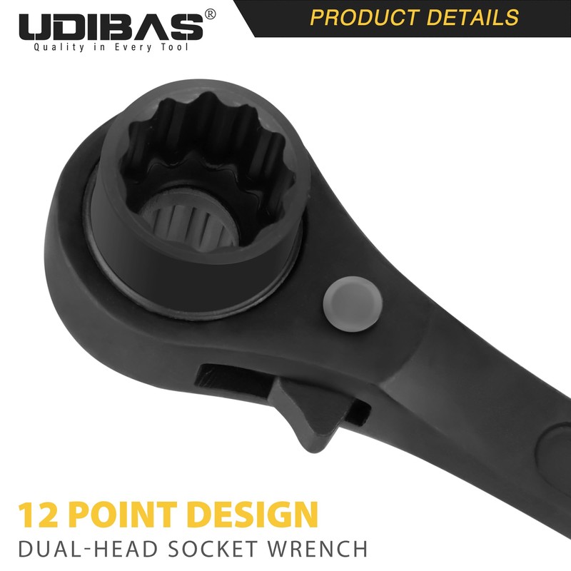19mm×22mm Professional Grade 12 Point Double Ended Socket Ratcheting Podger