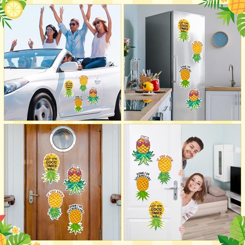 Tellegloww 4 Pcs Large Pineapple Cruise Door Decorations Thicken Car