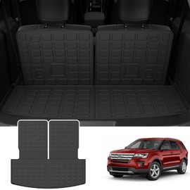 powoq 6&7 Seats Cargo Mat Compatible with 2020-2025 Ford Explorer Trunk Mat TPE Cargo Liner Trunk Liner Replacement for 2020 2021 2022 2023 2024 2025 Ford Explorer Accessories
