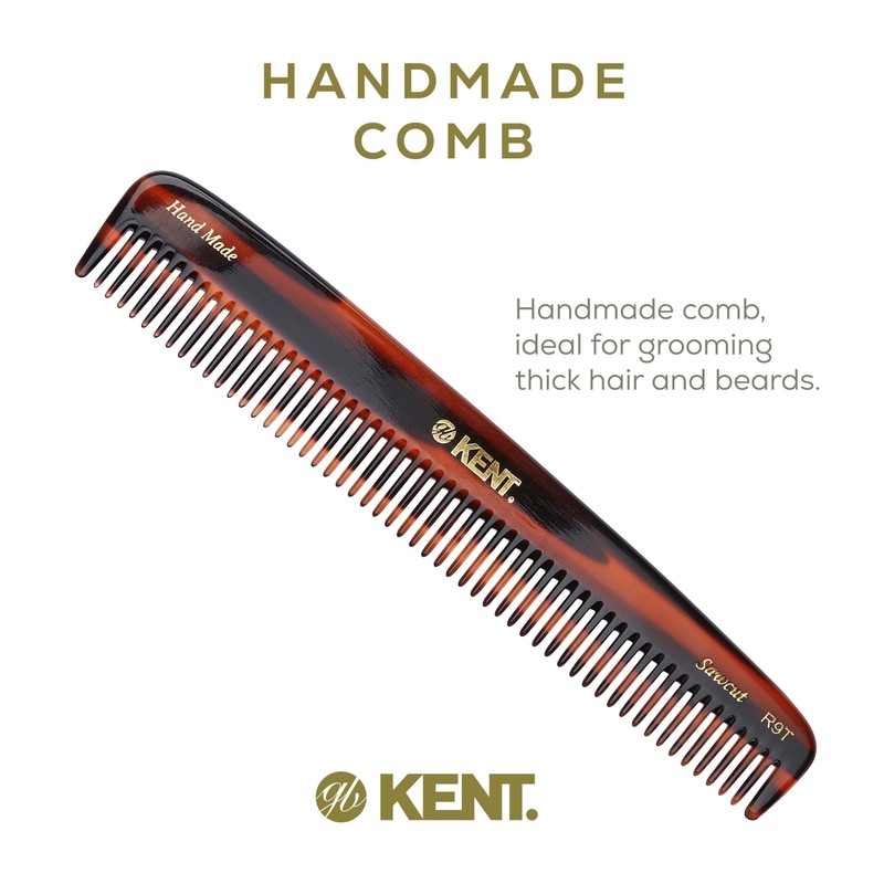 Kent Handmade Medium Coarse Toothed Dressing Hair Comb, 19 cm