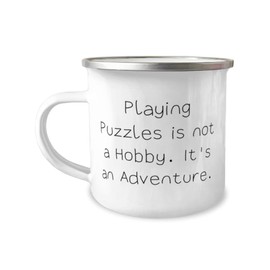 Puzzles For Men Women, Playing Puzzles is not a Hobby. It's an Adventure, Cute Puzzles 12oz Camper Mug, From