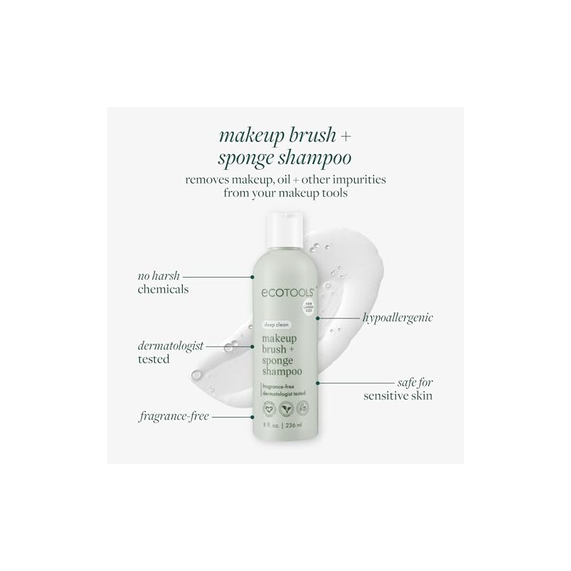 EcoTools - Shampoo Limpiador para Brochas y Esponjas de Maquillaje,