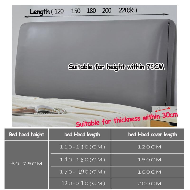 Bed Headboard Cover Waterproof PU Leather All Inclusive Elastic Headboard