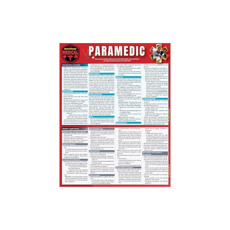 Paramedic: A Quickstudy Laminated Reference Guide