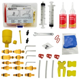 KACHAA Professional Hydraulic Disc Brake Oil Bleed Kit, Compatible with Shimano, SRAM, AVID, TEKTRO, MAGURA, Hayes Brakes, Comprehensive Tool Set with Funnels, Connectors, Fittings,120ML Mineral Oil
