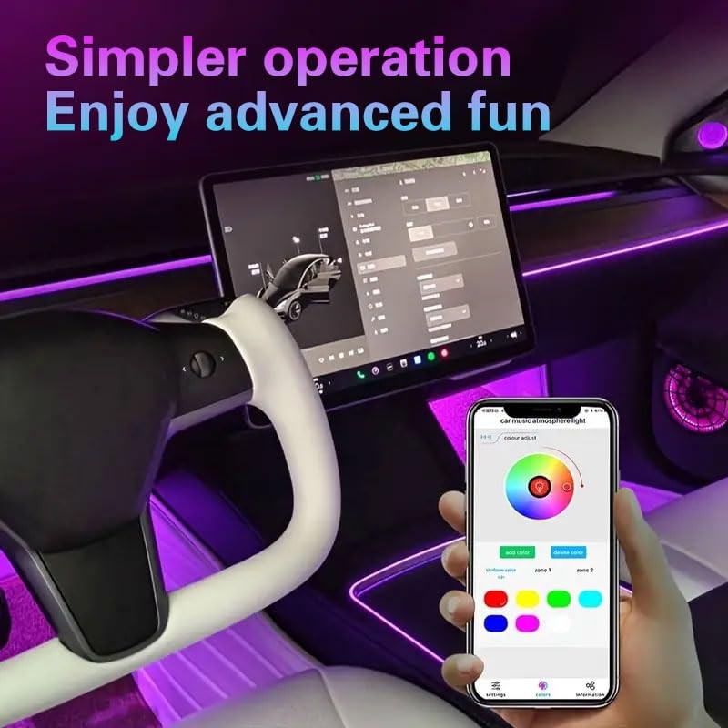 Car LED Interior Strip Lights, TEKSHINNY RGB Car Interior LED