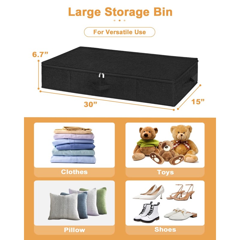 Under Bed Storage Container, 3 Pack Underbed Storage Bags With