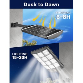 Eontim 3200W Solar Street Light Outdoor, 24000LM 6500K Comercial Parking Lot Light, Waterproof LED Street Light Solar Powerd, Dusk to Dawn Solar Security Flood Light with Motion Sensor for Yard Garden