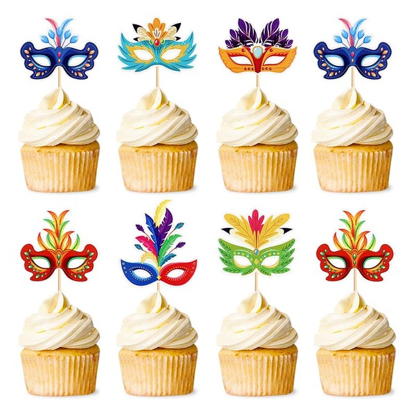 Pack of 24 Masquerade Mask Cupcake Toppers Carnival Masquerade Cupcake