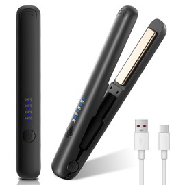 Mini Glätteisen Kabellos, 2 in 1 Reise Glätteisen Mini mit 4 Temperaturen glätteisen locken und Glätten mit LCD-Display Tragbares Reiseglätteisen mit USB-C Aufladung, 30s Schnelles Aufheizen