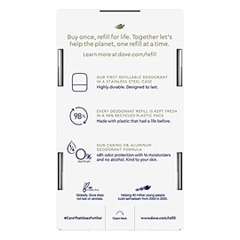 Dove Kit de Inicio de Desodorante Recargable 0% Aluminio Coco y Jazmín Rosa Desodorante Libre de Aluminio 1.13 Oz