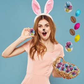 Easter Eggs Filled with Chocolate Eggs, Multicolored Foil Wrapped Milk Chocolate, Kosher Certified Dairy (24-Pack)